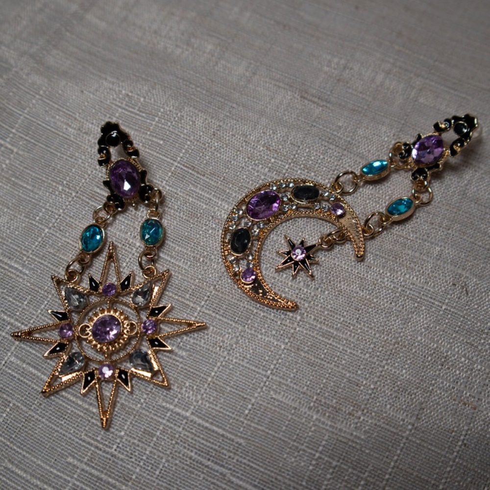 Moon and Stars Boho Earrings - Picture 4 of 5